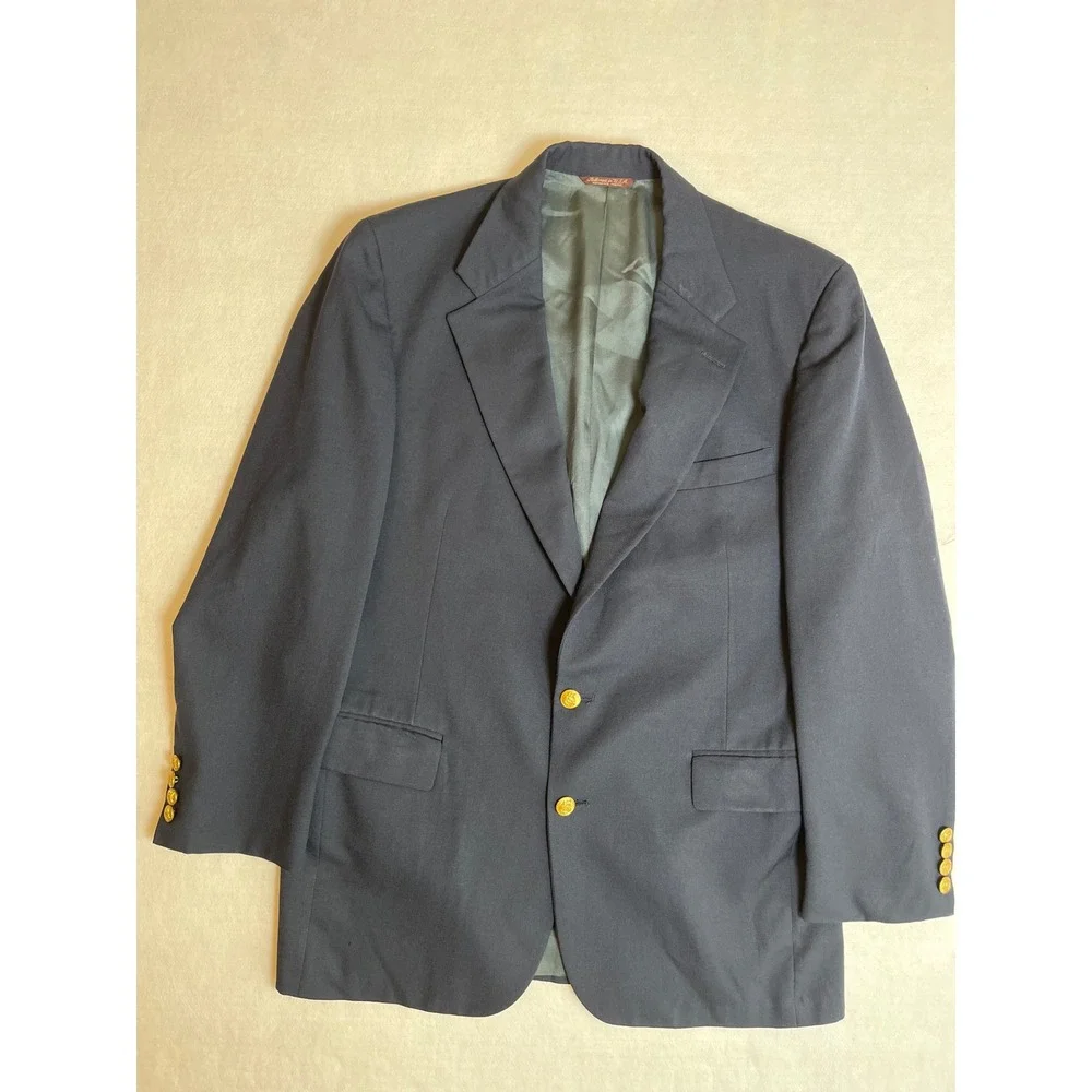 Vintage Barneys New York Country Britches Navy Blue Blazer Gold Buttons 42R USA